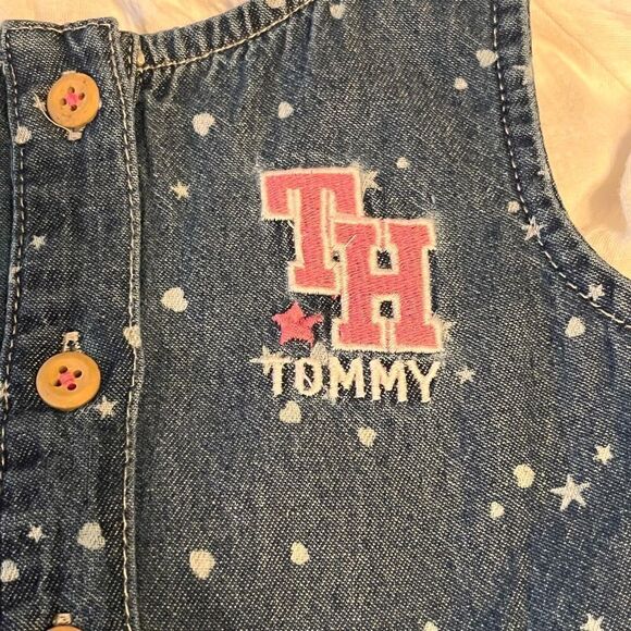 NWT Tommy Hilfiger Baby Girl's Printed Denim Overall 2 Piece Top Pant Set 24 Mon - Picture 2 of 8